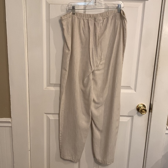 Liz & Jane Some What Funky Women 100% Stripe Drawstring Oversize Linen Pants - Picture 2 of 11